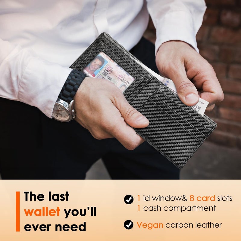 RUNBOX Wallet for Men Slim Leather Bifold RFID Blocking Minimalist Front Pocket Design with Gift Box - Image 2